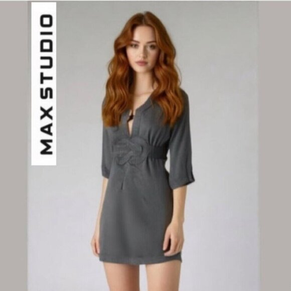 Max Studio Gray Dress Long sleeves Mini dress - Picture 1 of 16